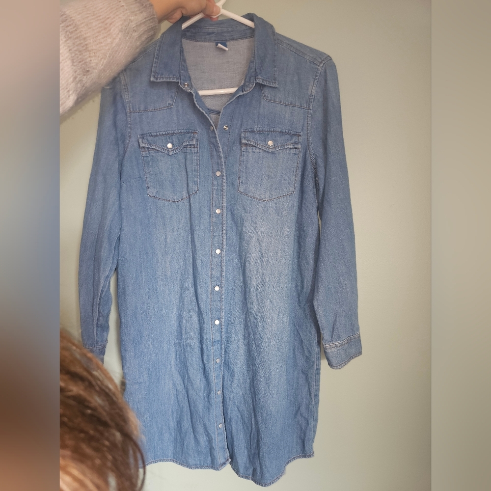 Old Navy Blue Denim Shirt Dress Size Medium